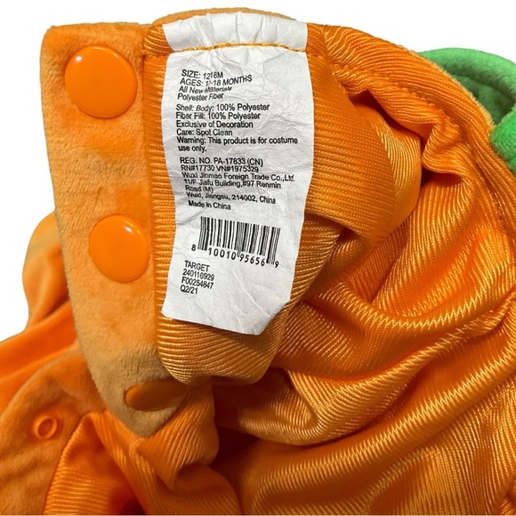 🧡 Baby Pumpkin Halloween Costume | Target | Size 12–18M | Plush Jack-O’-Lantern - Picture 3 of 3